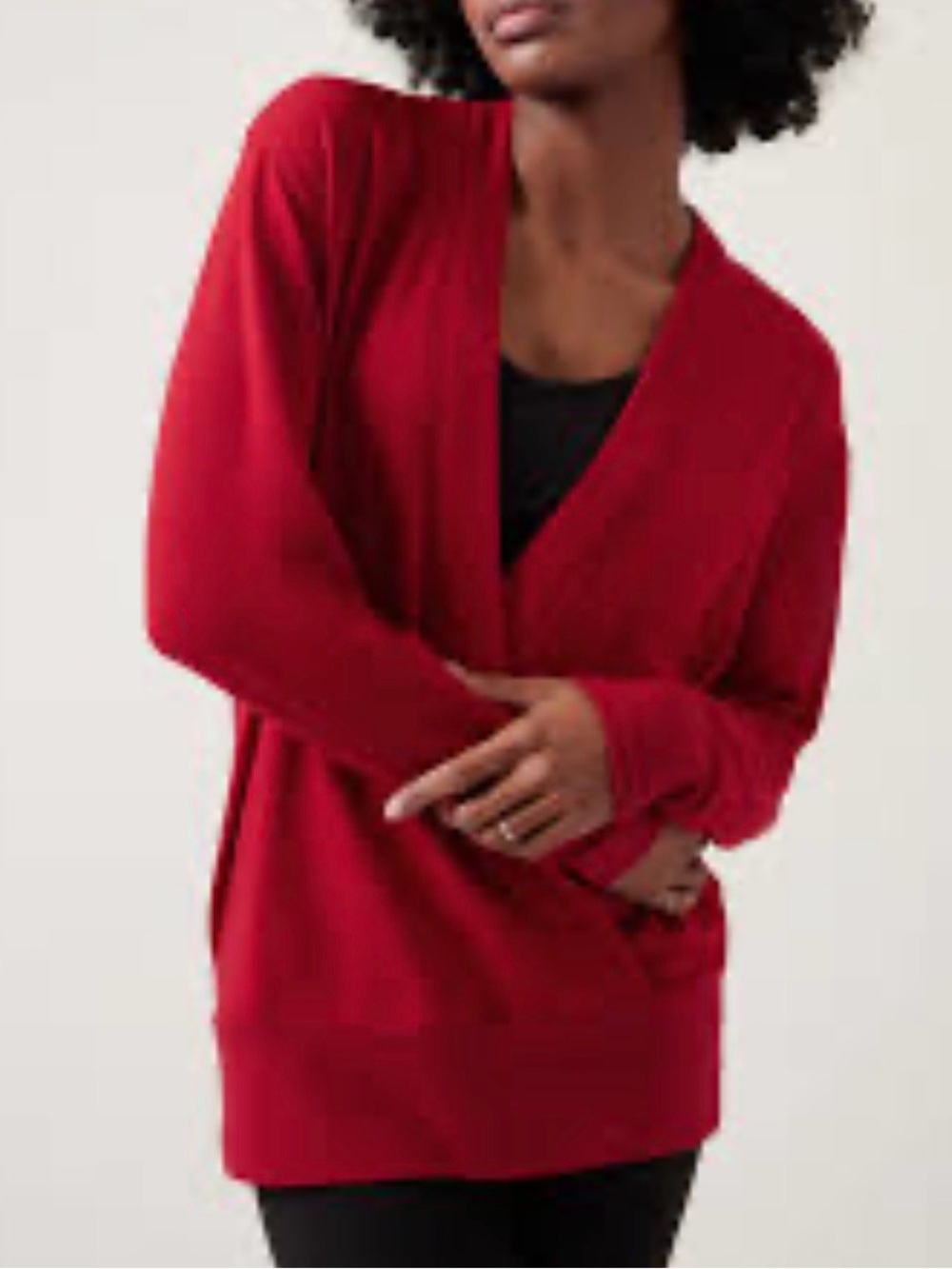 ATHLETA CANDY RED PURANA V-NECK WRAP SWEATSHIRT OVERSIZED